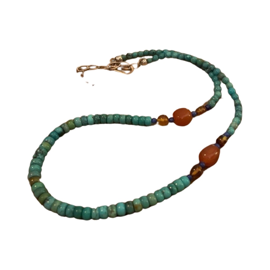 Jay King Turquoise And Carnelian And Amber Beaded Necklace 17 With 3 Ext 140$